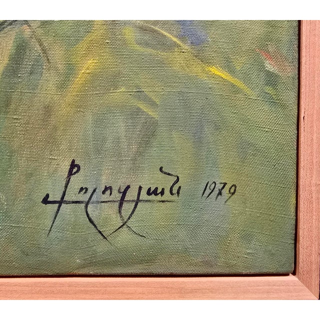 1970s Babken Kolozian - Red Poppy Field 1979-Original Armenian Mid-Century Oil Painting For Sale - Image 5 of 13