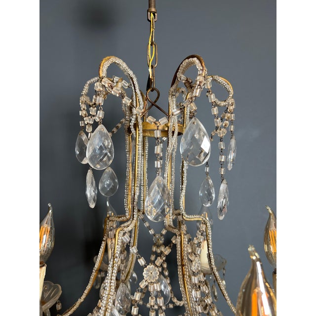 1970s Italian pearl and crystal chandelier For Sale - Image 6 of 12