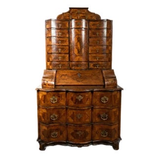 Antique 18th C Baroque Burl Wood Tabernacle Writing Cabinet For Sale