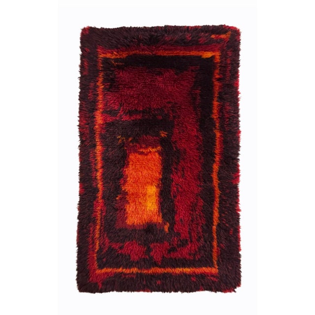 1970s Mid-Century Modern Handmade Rya Rug in Wool, Denmark, 1970s For Sale - Image 5 of 5