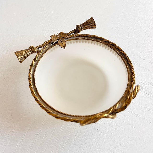 Late 19th Century Antique French Ormolu & Opaline Catchall Bowl, Louis XVI Revival For Sale - Image 5 of 12