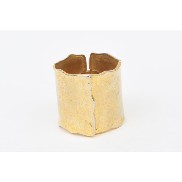 Metal Vintage Hand Hammered Gold Plated Cuff Bracelet For Sale - Image 7 of 10
