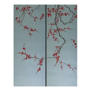 Pronus Plum Blossom on Dyed Silk Ground No.19 Wallpaper Panels - Set of 2