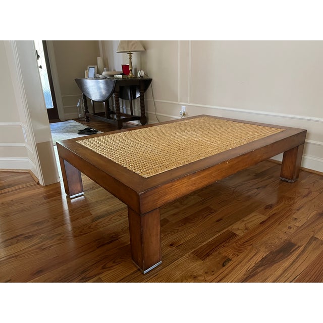 Attributed Ralph Lauren Wood Seagrass Coffee Table For Sale In Raleigh - Image 6 of 13