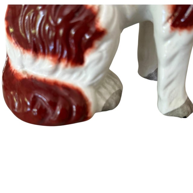 Brick Red Vintage Staffordshire Ware English Spaniel Dogs 8" Tall - A Pair For Sale - Image 8 of 14