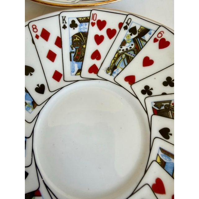 Staffordshire Tiffany & Co Elizabethan Staffordshire Playing Card China Cocktail Plates – Set of 4 For Sale - Image 4 of 6