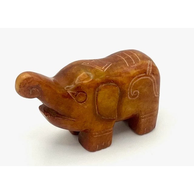 Burnt Orange 1960s Hand-Carved Chinese Jade Elephant For Sale - Image 8 of 8