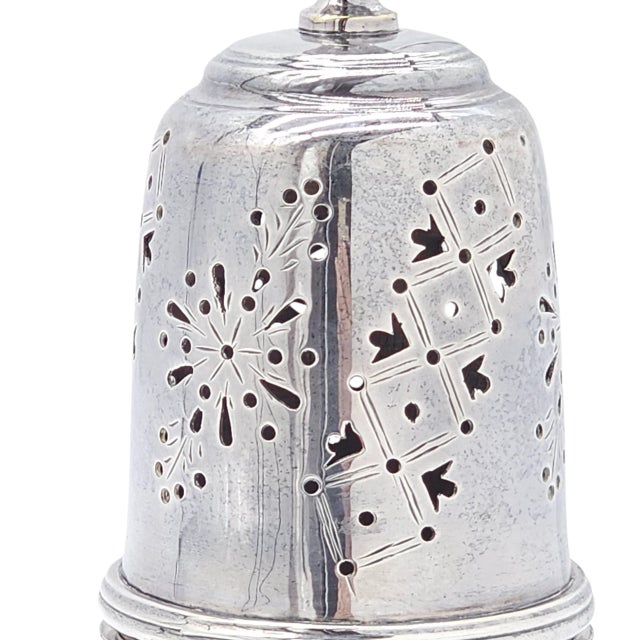 Victorian Antique English Silver Plate Muffineer Pierced Sugar Shaker Caster JFR LTD 8.25" For Sale - Image 3 of 14