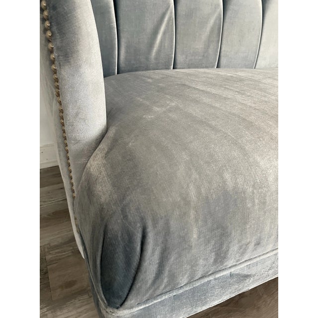 Baby Blue Margot Velvet Tufted Banquette From Haute House For Sale - Image 8 of 11