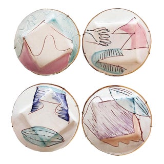 Individual and Unique Abstract Loughran Plates, Set of 4, Signed For Sale