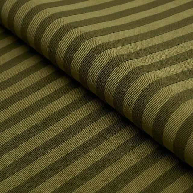 SAMPLE - Schumacher X Laura Gonzalez Pipe Illusion Fabric In Moss For Sale