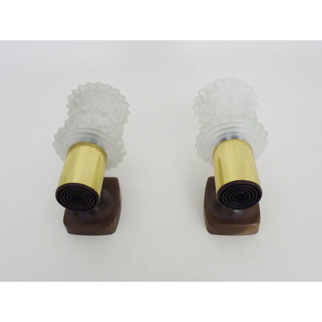 1970s Vintage Italian Targetti Wall Sconces in Gold-Tone Metal with Glass Globes, 1970s, Set of 2 For Sale - Image 5 of 11