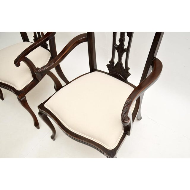 Brown Antique Chippendale Armchairs, 1890s, Set of 2 For Sale - Image 8 of 10