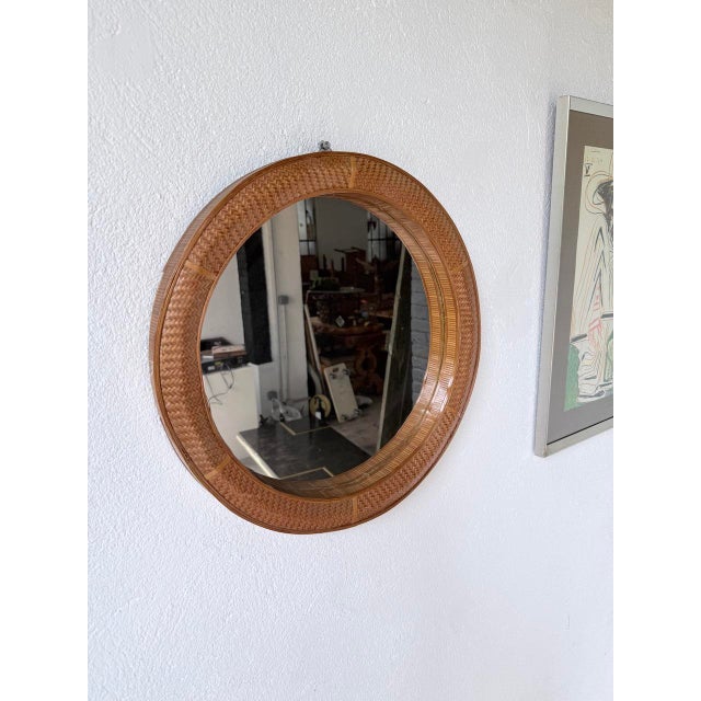 Round Wicker Mirror, 1960s For Sale - Image 10 of 18