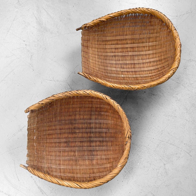 Japanese Shōwa Bamboo Baskets, 1950s, Set of 2 For Sale - Image 4 of 8