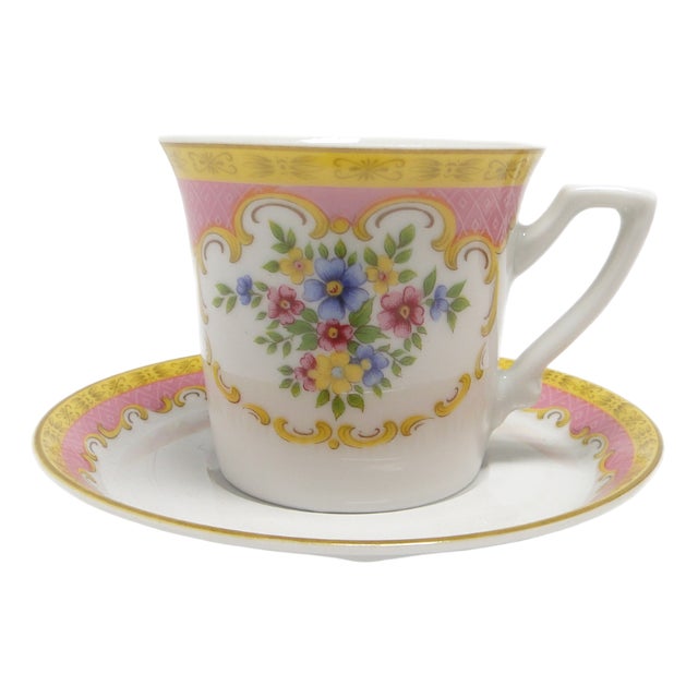 Art Nouveau Cup & Saucer, Germany, 1950s, Set of 2 For Sale