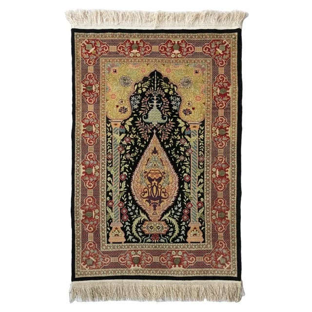 Brown Small Turkish Hereke Rug in Pure Silk For Sale - Image 8 of 8