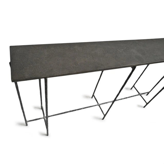 Grey Smoke Slate Thin Long Console Table For Sale In Los Angeles - Image 6 of 10