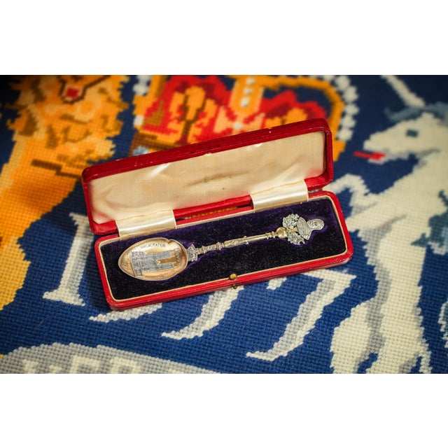 Wonderful Coronation 1902 King Edward VII Antique Sterling Silver Spoon and Leather Case British Royalty For Sale - Image 9 of 11