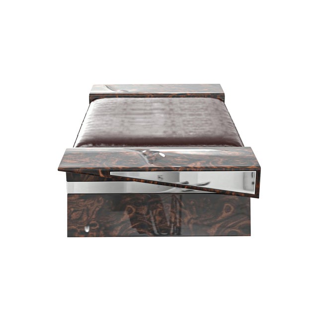 Not Yet Made - Made To Order "La Ciliegia" Ottoman With Stainless Steel, Burl Walnut, Hand Crafted For Sale - Image 5 of 8