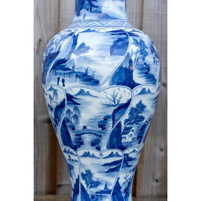 Large Antique Chinese Blue and White Porcelain Vase, 1800s For Sale - Image 17 of 18