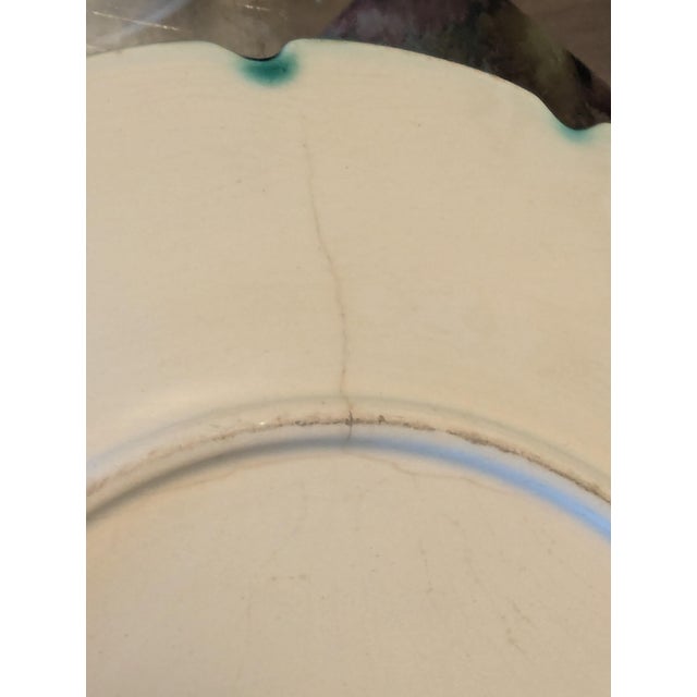 Ceramic Antique French Majolica Grape & Vine Leaf Plate | Sarreguemines, c.1880–1900 For Sale - Image 7 of 7