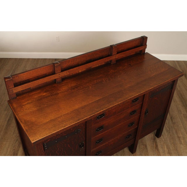 Wood Gustav Stickley Mission Eight Leg Oak Sideboard For Sale - Image 7 of 12