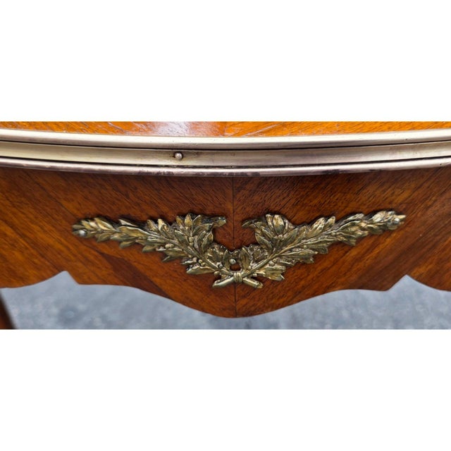 19th Century French Louis XV Revival Console Table With Fine Parquetry & Ormolu Mounts For Sale - Image 10 of 11
