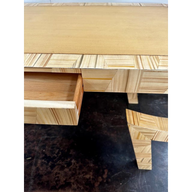 Cream Hand-Painted Lacquered Console/Desk by Alessandro for Baker, Circa 1980 For Sale - Image 8 of 8