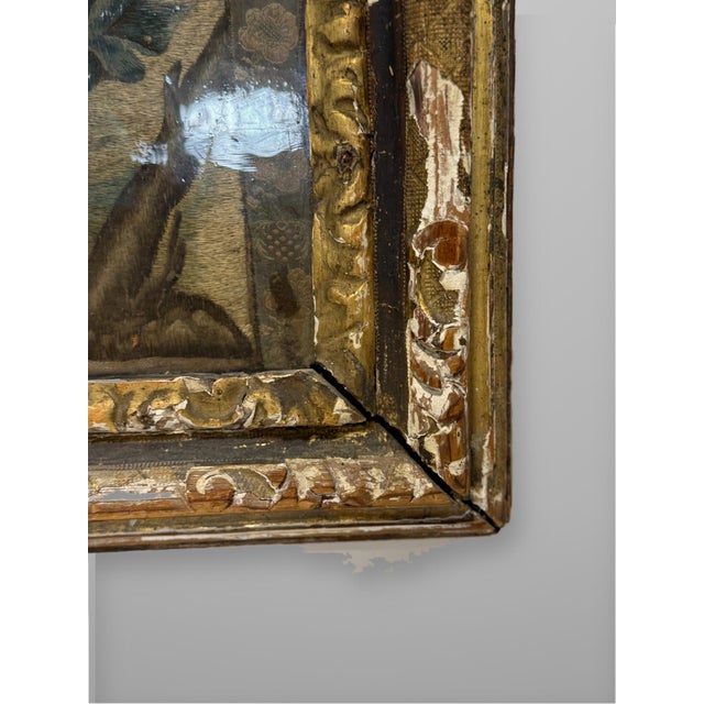 Framed Continental Silk Work "Noli Me Tangere" Stumpwork Panel, 18th Century For Sale - Image 10 of 11