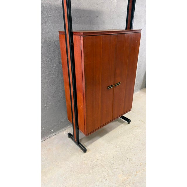 Mid-Century Modern Modular Wall Unit in Veneer and Black Metal Cabinet, Europe, 1960s For Sale - Image 13 of 18