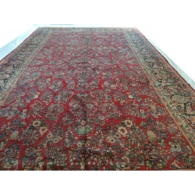 1940s 1940's Vintage Persian Sarouk Palace Rug, 12'2" X 20'4" For Sale - Image 5 of 8