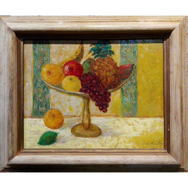 Max Michel Agostini - Still Life Centerpiece of Fruits -Oil painting French Expressionist oil painting on canvas, signed...