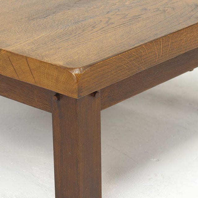 Wood Mid-Century Brutalist Coffee Table in Oak, 1960s For Sale - Image 7 of 9