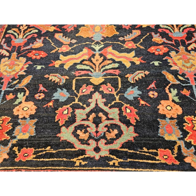 Antique Persian Malayer Rug, Hand-Knotted Wool, Geometric Pattern, 5x7, Navy and Green For Sale - Image 12 of 16