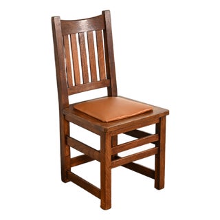 Limbert Antique Mission Oak Arts & Crafts Side Chair or Dining Chair, Circa 1910 For Sale