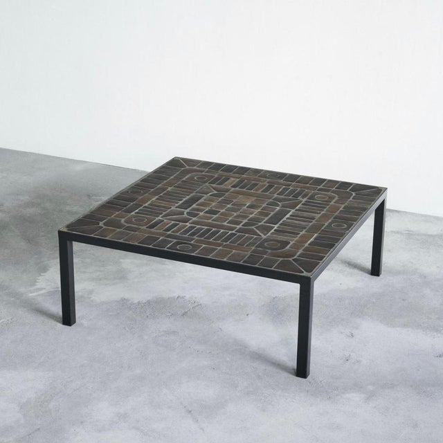 Metal Handmade Coffee Table in Metal with Ceramic Tiles, Belgium, 1960s For Sale - Image 7 of 10