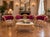 1970 French Artisan Louis XVI Gold Burgundy Sofa Set-3 Pc For Sale - Image 9 of 18