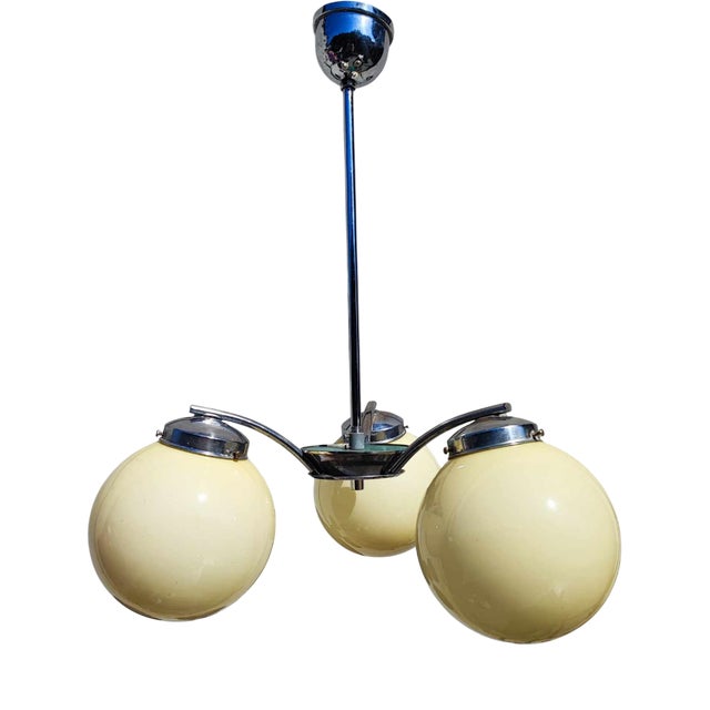 Vintage Art Deco Napako Chandelier in Brass, 1940s For Sale