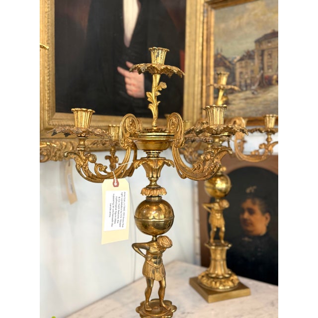 Pair of h.n. Hooper & Co. Gilt Brass Figural Atlas Candelabra, Circa 1840 For Sale In New Orleans - Image 6 of 10