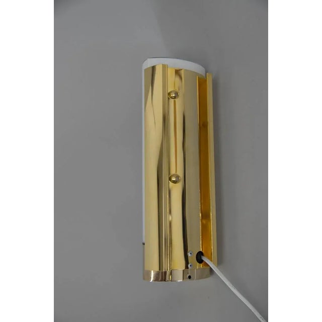Gold Brass and Opaline Glass Wall Lamp from Glashutte Limburg, 1970s For Sale - Image 8 of 12