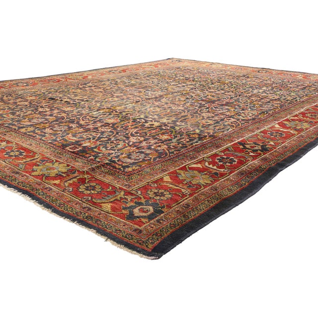 79130 Late 19th Century Antique Persian Sultanabad Rug, 10'08 x 13'08. This hand-knotted wool antique Persian Sultanabad...