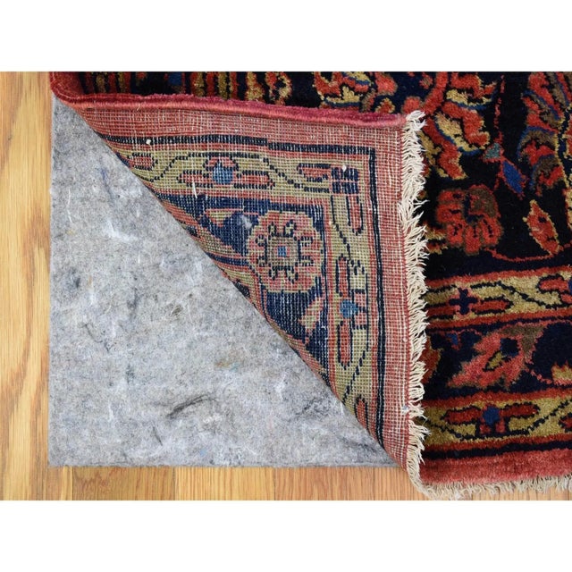 Antique Persian Moharajan Sarouk Red Hand Knotted Wool Rug For Sale - Image 4 of 11