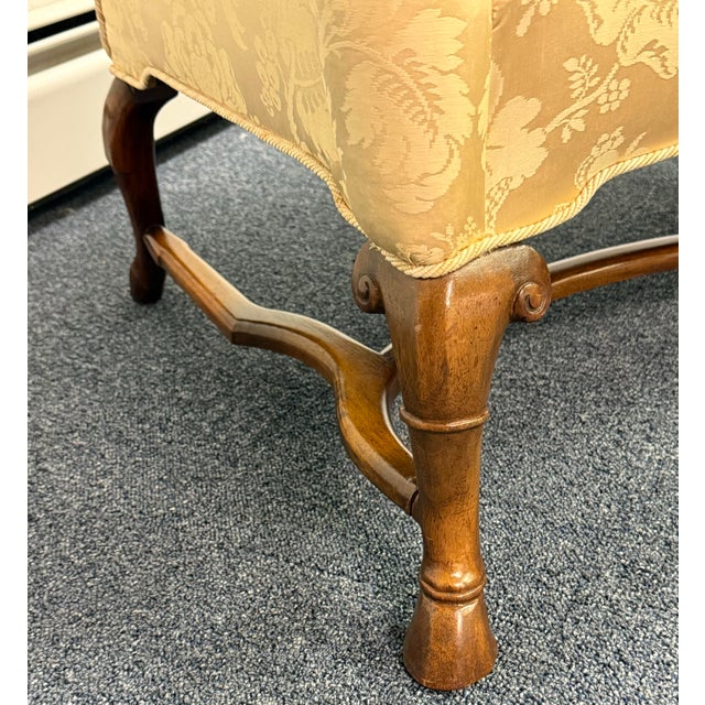 Mid 20th Century Damask Upholstered Oversized Chair / Petite Settee For Sale - Image 9 of 12
