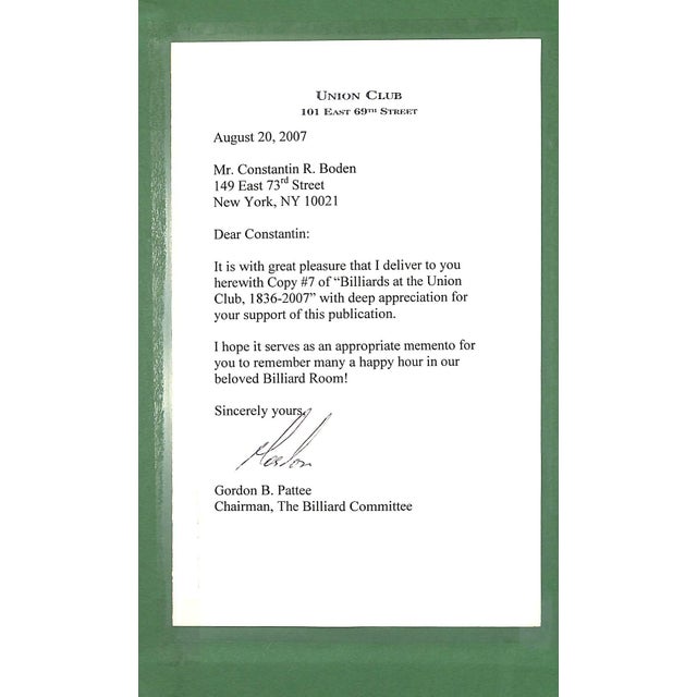 2000 - 2009 "Billiards at the Union Club 1836-2007" 2007 Bray, Michael D. For Sale - Image 5 of 18