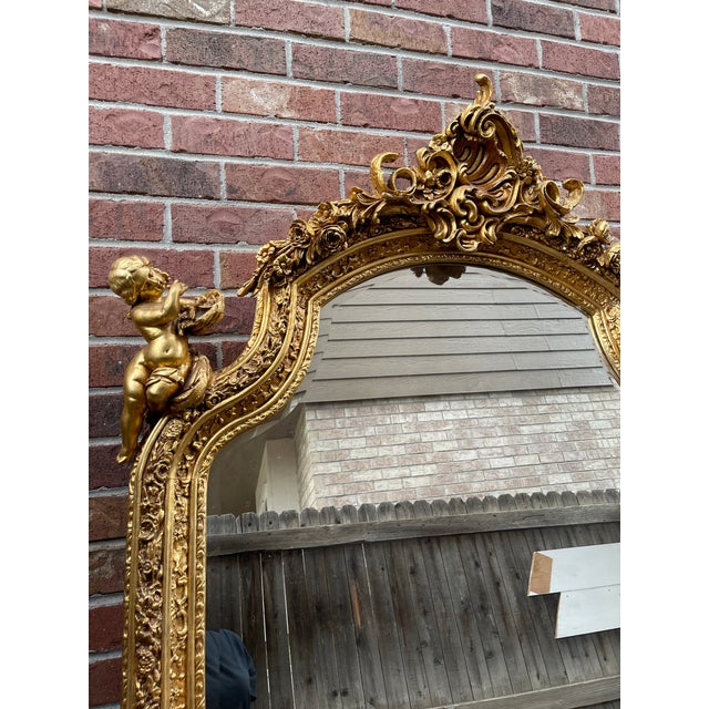 Gorgeous Monumental Louis XV Style Gilt Floor Mirror For Sale - Image 4 of 12