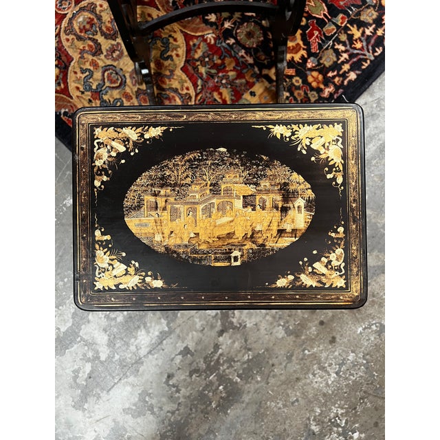 Antique Chinese Export Black Lacquer & Gilt Quartetto Nesting Tables For Sale In Atlanta - Image 6 of 6