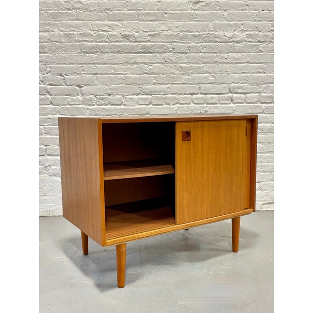 Mid Century Modern Teak Jr. Credenza | Danish Storage Entryway Cabinet, Circa 1960's For Sale - Image 9 of 12