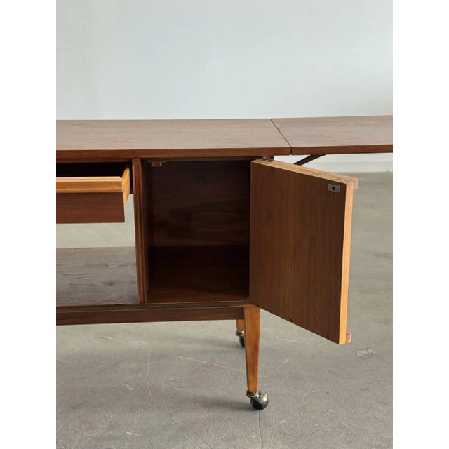 Brown 1960s Mid Century Walnut Bar Cart For Sale - Image 8 of 12