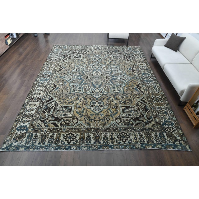 1970s 1970s Vintage Persian Handmade Wool Cotton Brown Area Rug For Sale - Image 5 of 11
